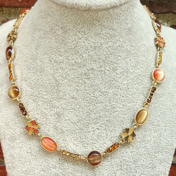 Enamel, glass and crystal necklace - Picture 1 of 5